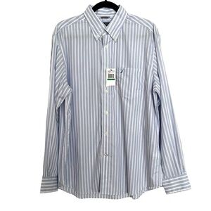 Nautica Blue Purple White Striped Button Down Long Sleeve Shirt NWT Large